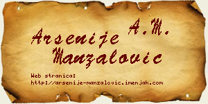 Arsenije Manzalović vizit kartica